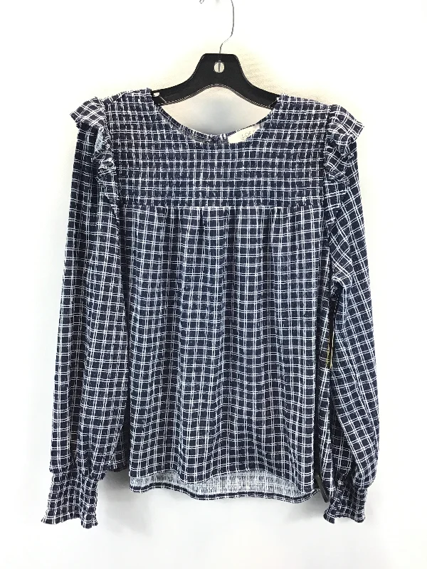 women's tops for statement-making outfitsTop Long Sleeve By Loft In Navy Cream, Size: L