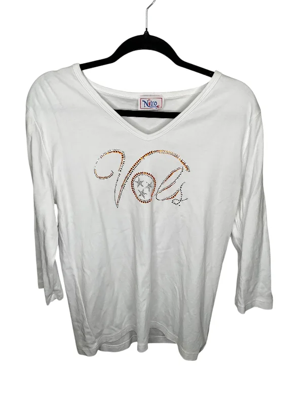 women's tops with lace-up frontsTop Long Sleeve By Cmc In White, Size: L