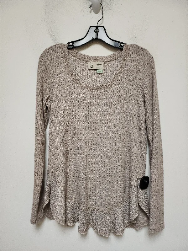 women's tops with unique designsTop Long Sleeve By Anthropologie In Tan, Size: Xs