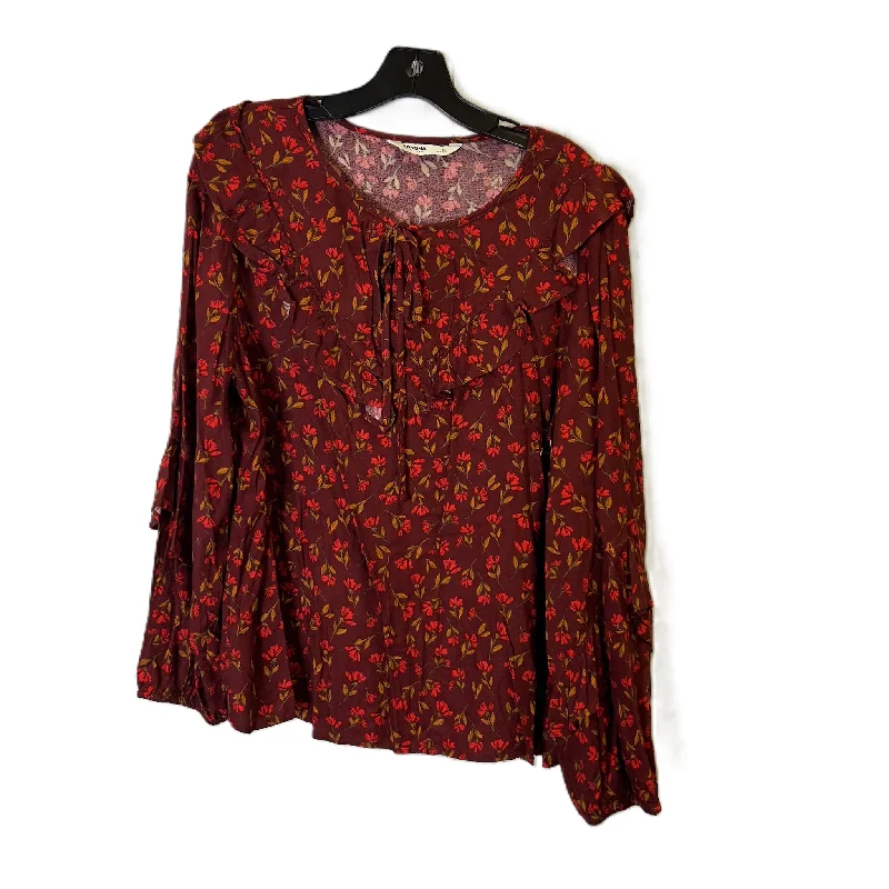 women's tops for summer festivalsTop Long Sleeve By Sonoma In Red, Size: Xl