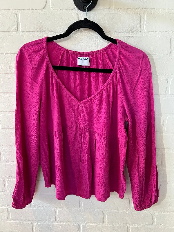 women's tops for picnics in the parkTop Long Sleeve By Old Navy In Pink, Size: M