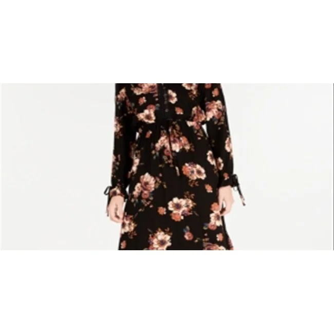 Velveteen DressAmerican Rag Junior's Floral Print Midi Dress Black Size S