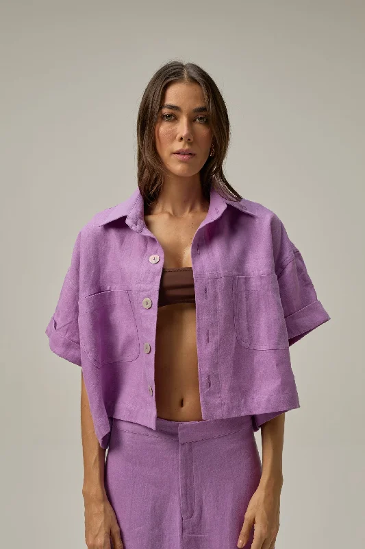 breathable women's tops for summerRise Linen Shirt | Grape Purple