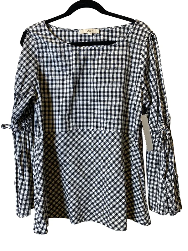 women's tops for those who want to create outfits that are both trendy and timelessBlouse Long Sleeve By Loft In Black & White, Size: M