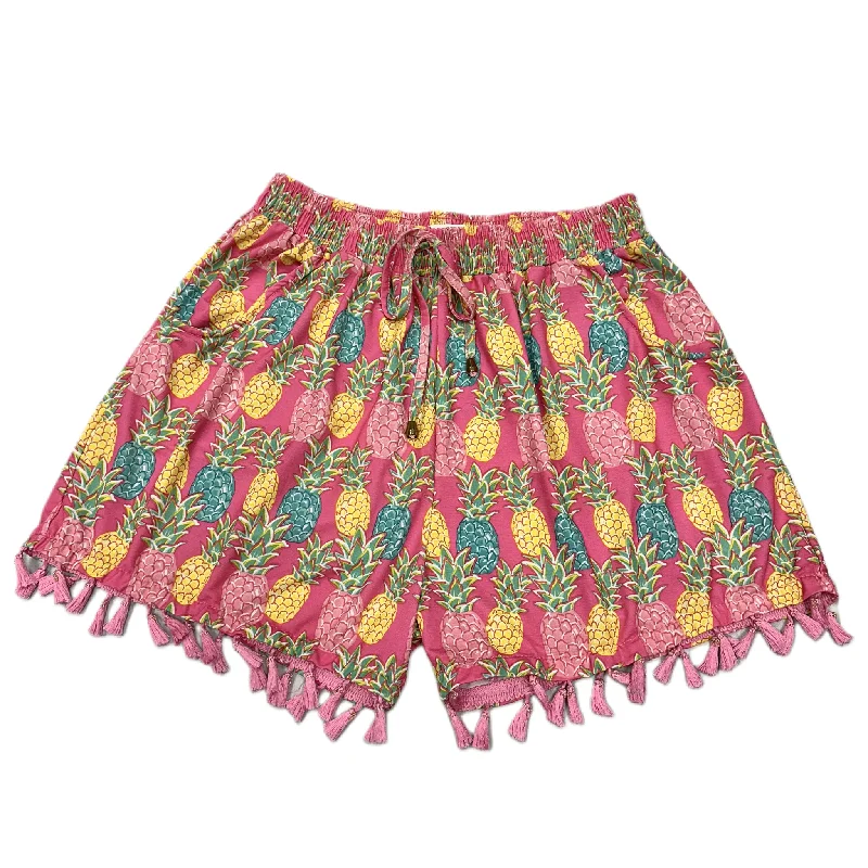 women's stretch shortsPink & Yellow Shorts By Simply Southern, Size: L