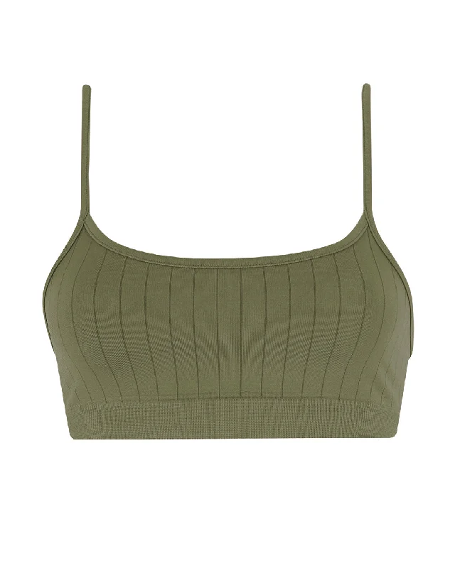 Animal Print Female SwimwearFLAT RIBBED SINCERE Bra Top | Olive