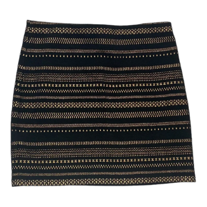 women's woven A-line skirts for summerBlack & Gold Skirt Midi Express, Size M