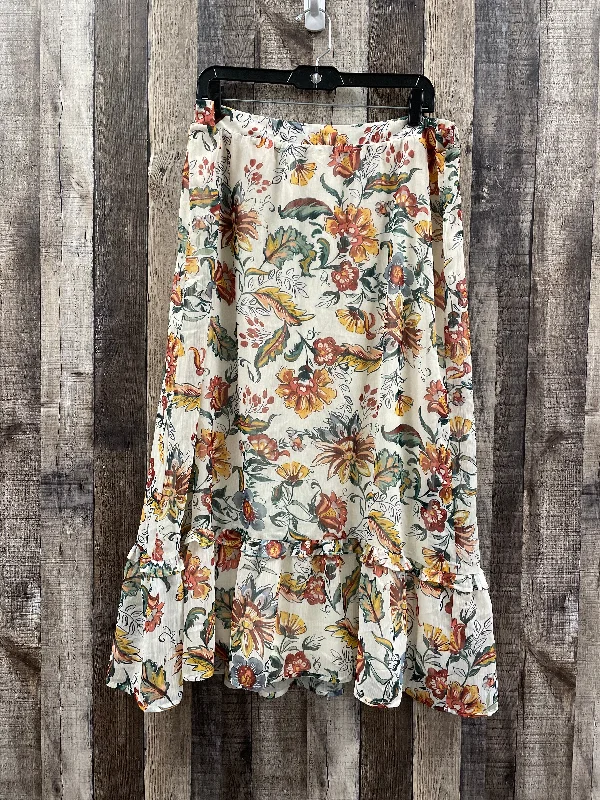 women's silk skirtsFloral Print Skirt Midi Cj Banks, Size 1x