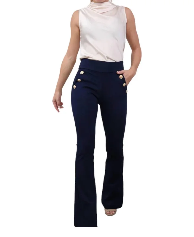 women's short pantsButton Ponte Pants In Navy