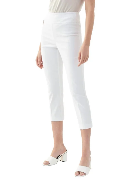 women's cotton pantsCropped Woven Pants In White