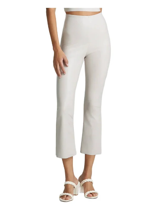 women's everyday pantsFaux Leather Crop Flare Pants In Porcelain