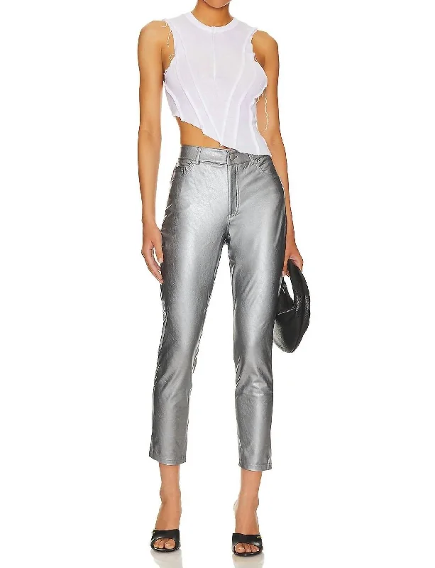 women's cashmere pantsFaux Leather High Waisted Pants In Platinum