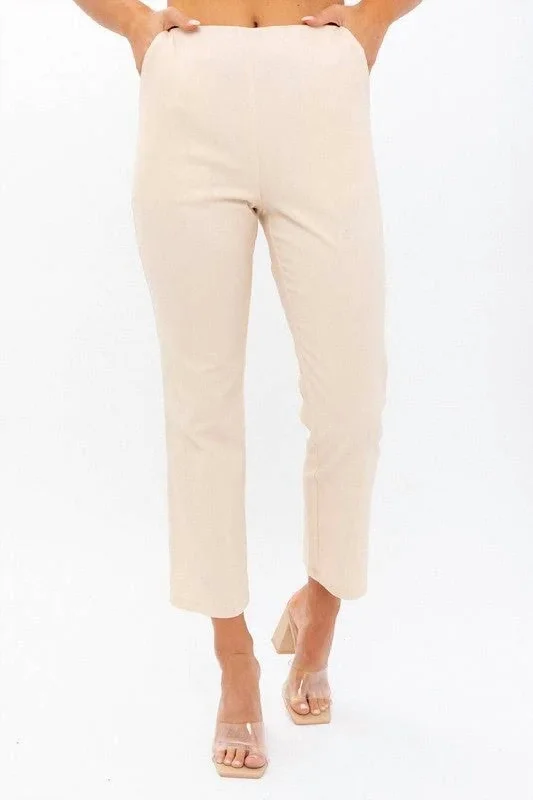 women's affordable pantsHigh Waisted Crop Pant In Cream