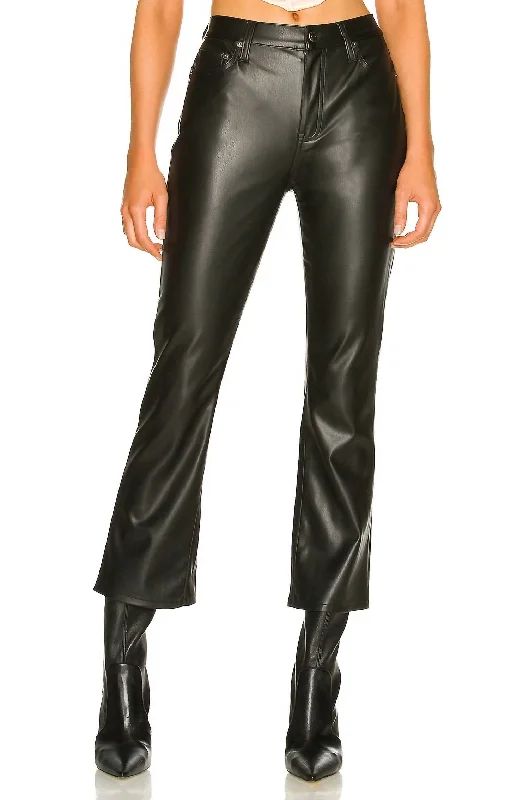 women's warm pantsLennon Faux Leather Cropped Bootcut Pants In Slate Black