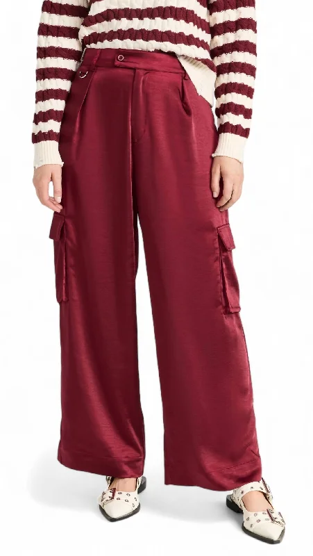 women's floral pantsLou Silky Cargo Pant In Lambrusco