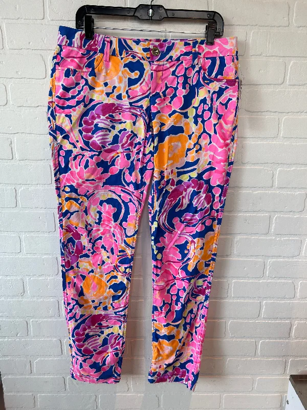 women's timeless pantsPants Designer By Lilly Pulitzer In Blue & Pink, Size: 8