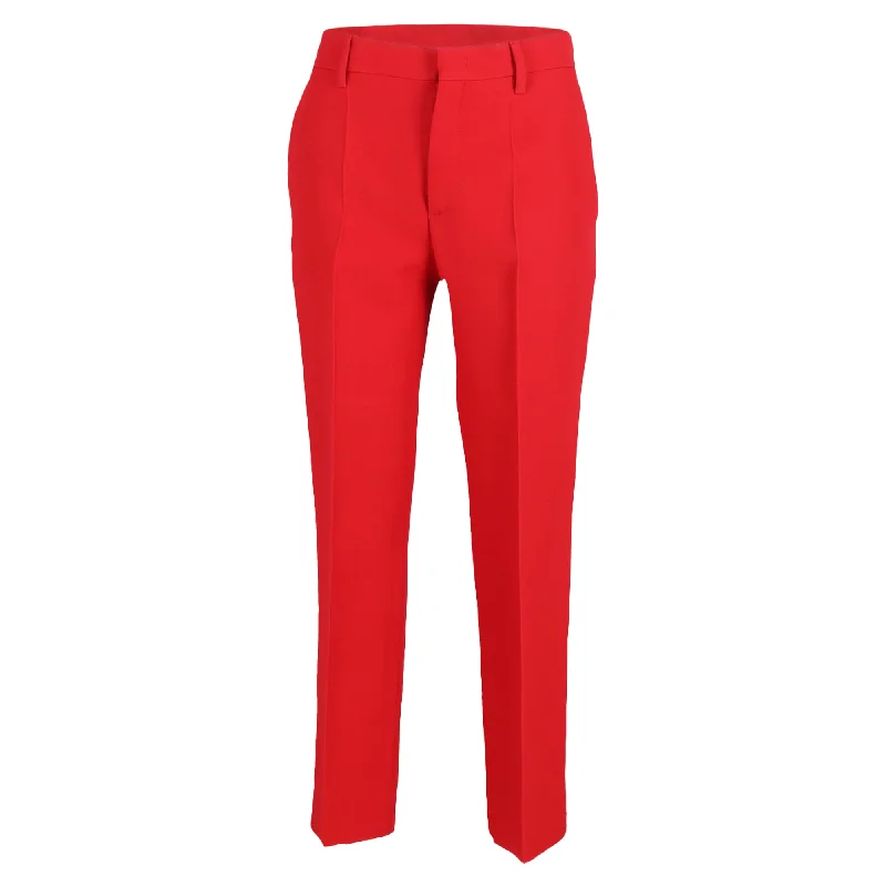 women's chiffon pantsPrada Straight Trousers in Red Wool