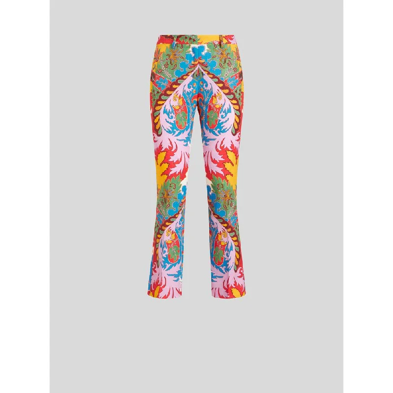 women's thermal pantsTailored Cotton Printed Trousers