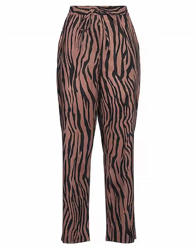 women's high-waisted pantsWomen Zebra Print Pant In Chocolate.