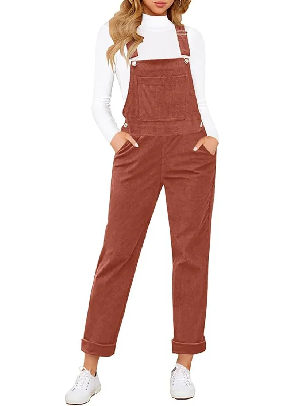 Knit DressApricot Brandy Womens Overalls Corduroy Bib Adjustable Straps Fashion Jumpsuit Overall for Women with Pocket