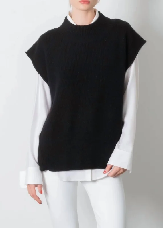 Thick Cashmere SweatersCashmere Vest With Side Zip Sweater In Caviar (Shimmer)