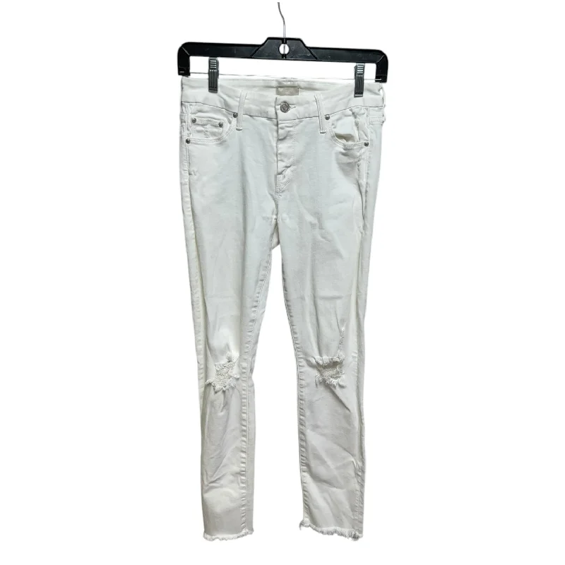 Distressed Jeans Skinny By Mother Jeans In White, Size: 0