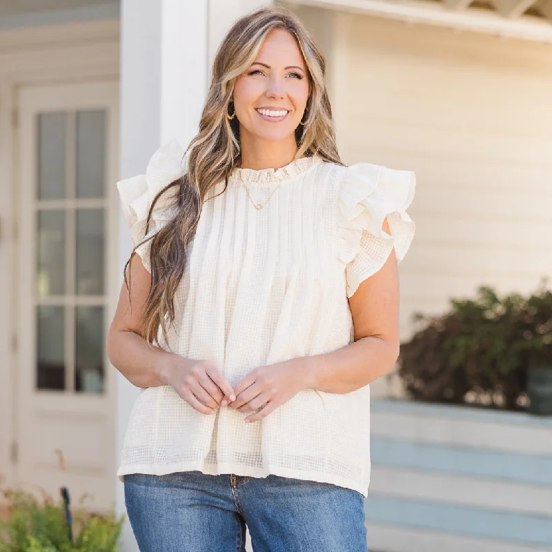 women's tops for business casual attireFiguring You Out Top, Champagne