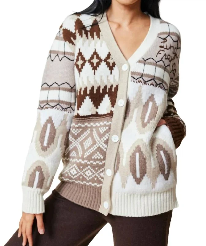 Plus-Size Pullover Chunky SweatersLucy Oversized Cardigan In Neutral Multi