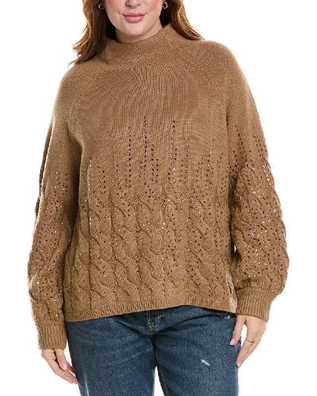 Knitted Crewneck SweatersMarina Rinaldi Plus Ambrosia Wool-Blend Sweater