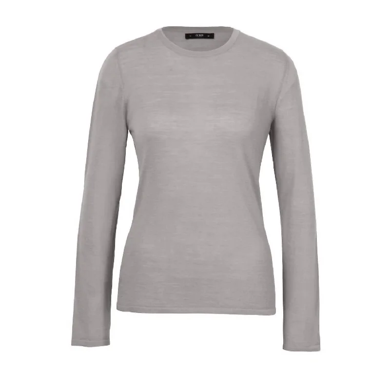 Patterned Cashmere SweatersO Neck Pullover In Grey