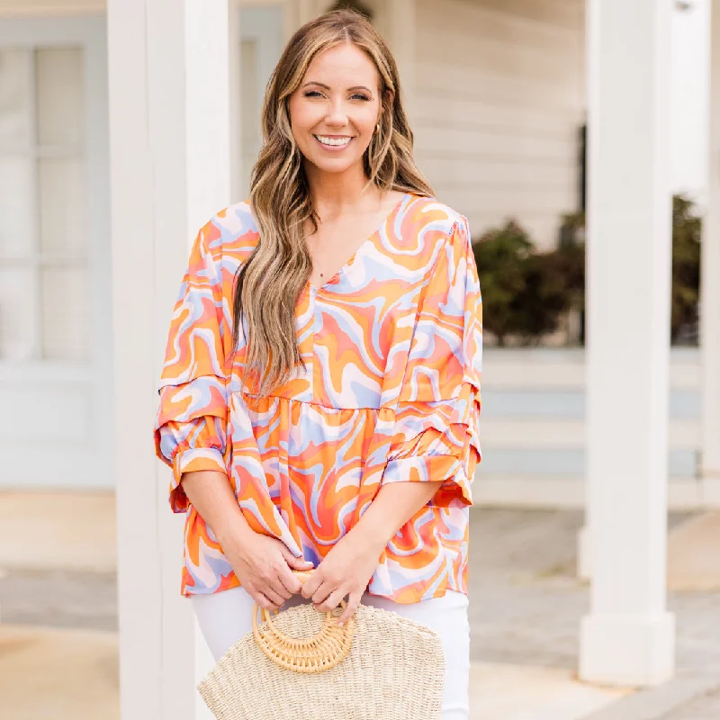 women's tops for boho-chic stylesPassing Perth Top, Orange-Lavender