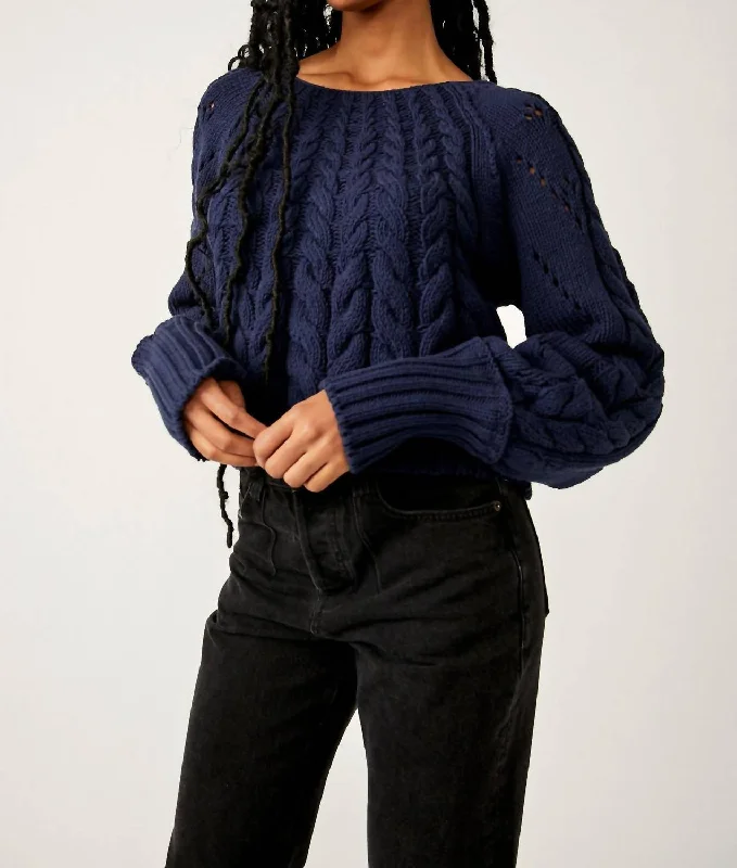 Plus-Size Quick-Dry Soft Knitted SweatersSandre Pullover In Navy