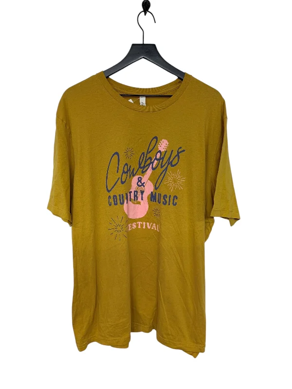 women's tops for those who want to add a pop of color to their outfitsTop Short Sleeve Basic By Bella + Canvas In Yellow, Size: 3x