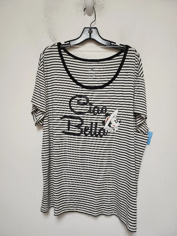 women's tops with built-in brasTop Short Sleeve Basic By Walt Disney In Striped Pattern, Size: L