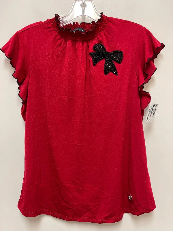 women's tops for everyday eleganceTop Short Sleeve By Adrienne Vittadini In Red, Size: L