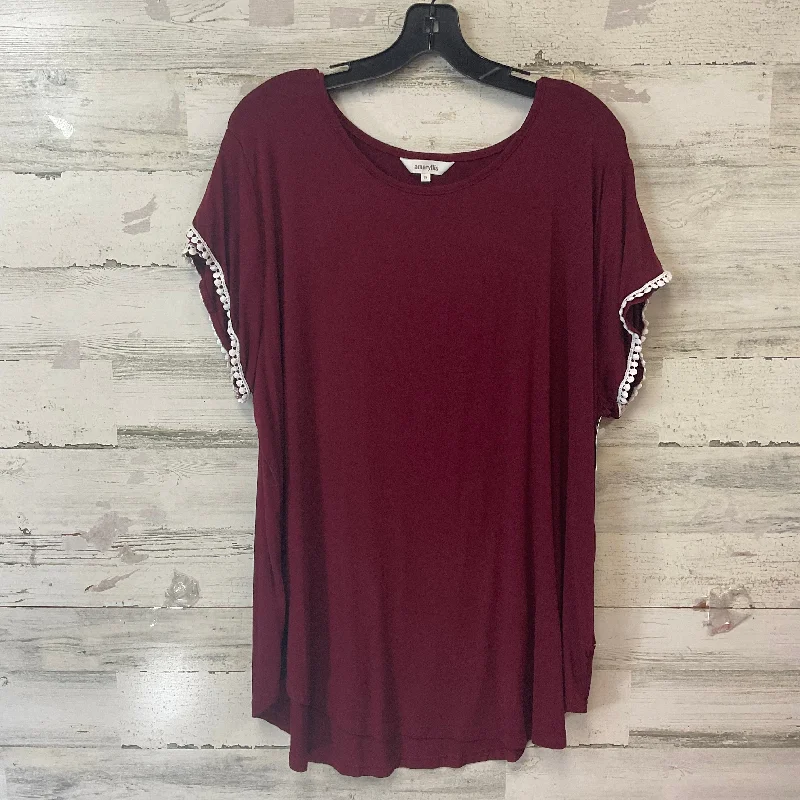 women's tops for minimalist aestheticsTop Short Sleeve By Amaryllis In Red, Size: 3x