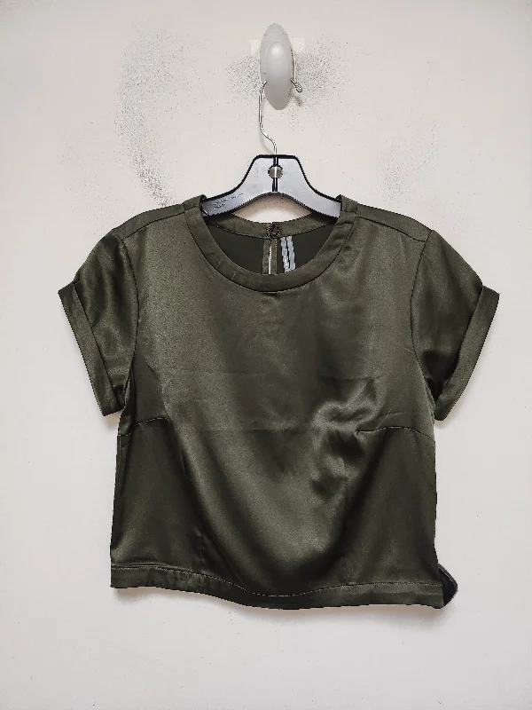 women's tops with lace-up frontsTop Short Sleeve By Anthropologie In Green, Size: M