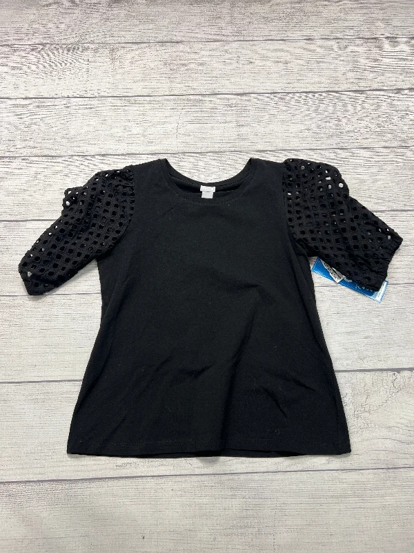 women's tops for cozy nights inTop Short Sleeve By Chicos In Black, Size: M