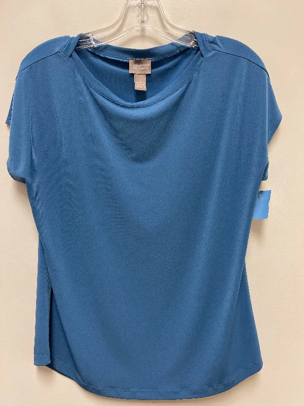 women's tops with sheer overlaysTop Short Sleeve By Chicos In Blue, Size: M