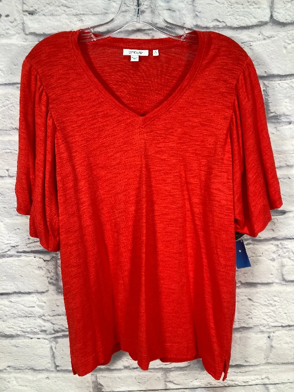 women's tops for casual FridaysTop Short Sleeve By Chicos In Red, Size: L