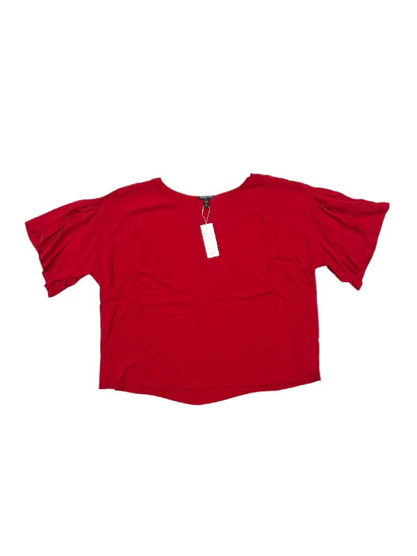 women's stylish topsTop Short Sleeve By Eileen Fisher In Red, Size: 2x