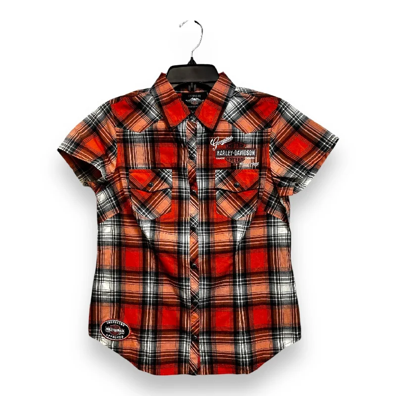 women's tops for those who want to add a bit of flair and personality to their looksTop Short Sleeve By Harley Davidson In Plaid Pattern, Size: Sp