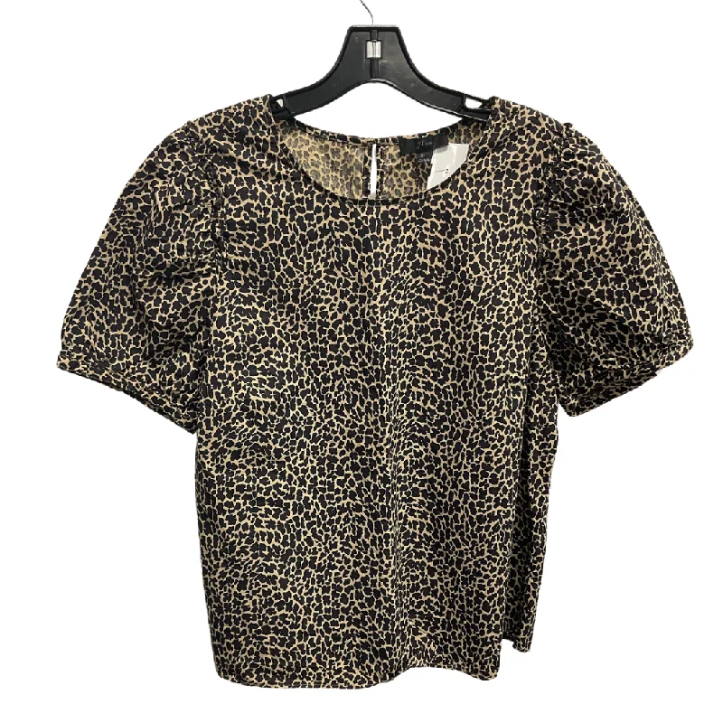 silk women's topsTop Short Sleeve By J. Crew In Animal Print, Size: Xl